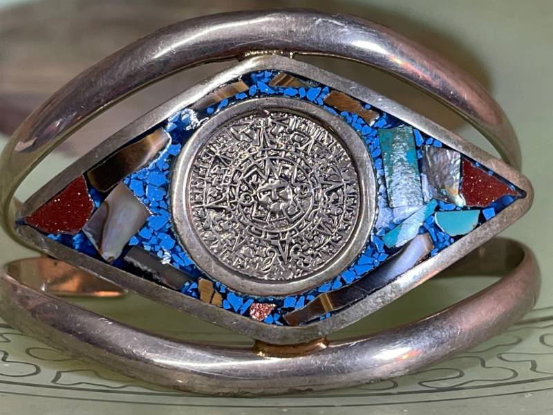 Armspange Mexiko Intarsien Silber Breit Ostergeschenk Ausgefallen Außergewöhnlich von ZauberhaftMarvelous