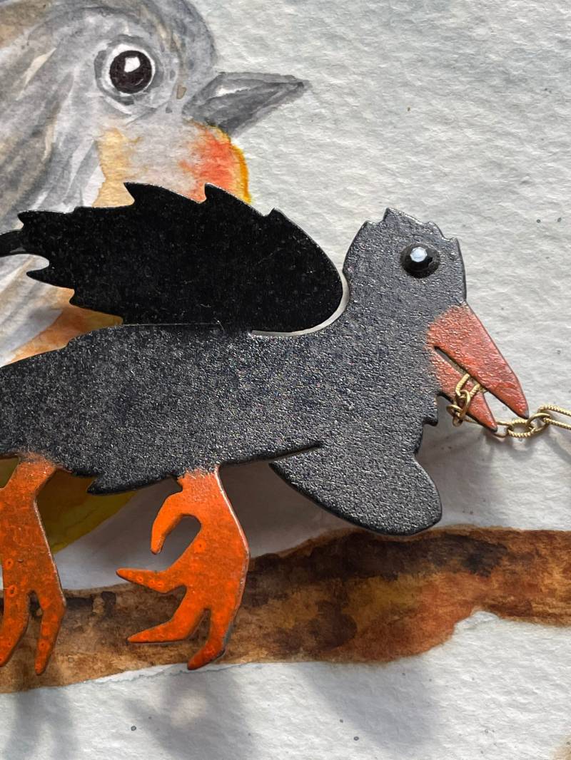 Brosche Rabe Handarbeit von ZauberhaftMarvelous