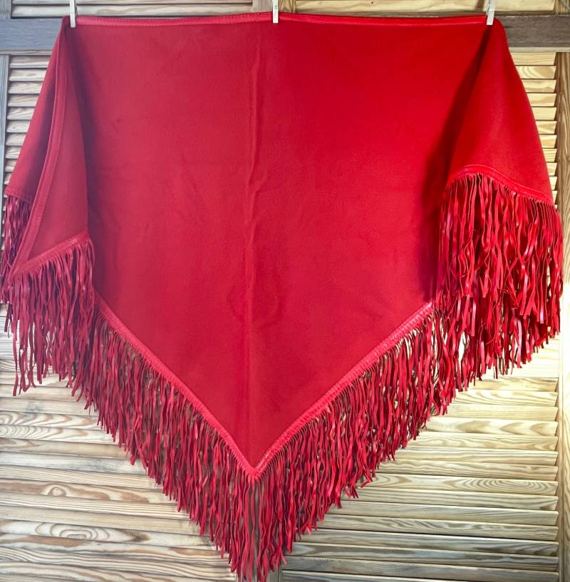 Hermes Paris Stola Erdbeerrot Signalfarbe Lange Fransen Sensationell Extravagant Außergewöhnlich Dreieckstuch Extrem Selten von ZauberhaftMarvelous