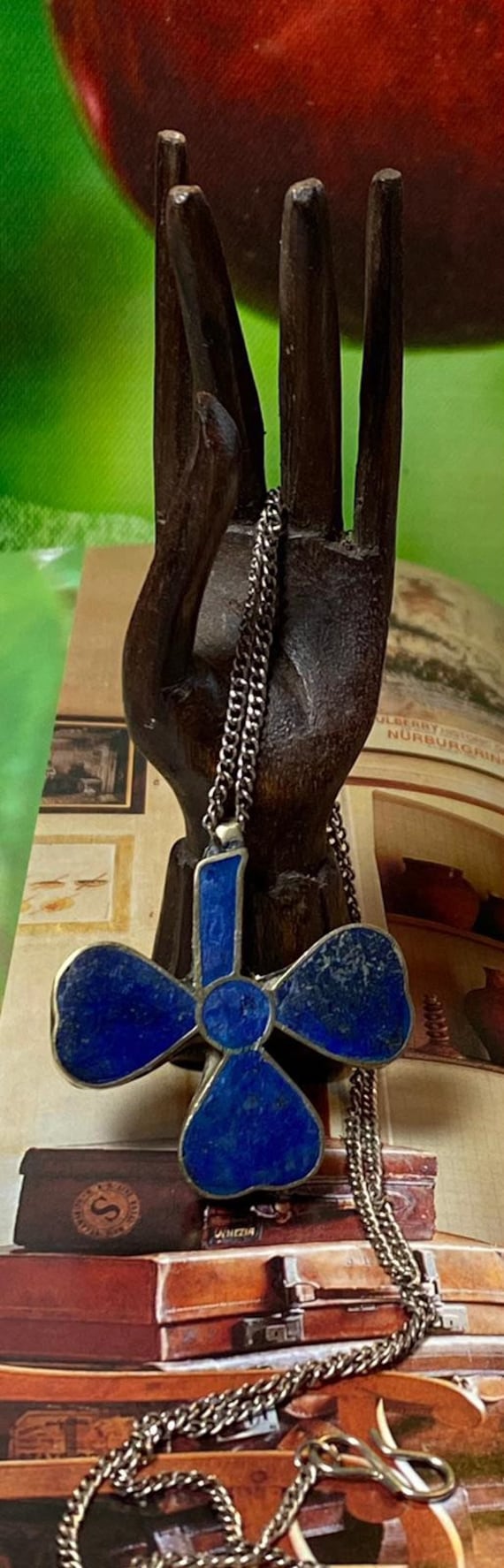 Kette Mit Lapislazuli Kleeblatt Anhänger Clover Pendant Handarbeit von ZauberhaftMarvelous