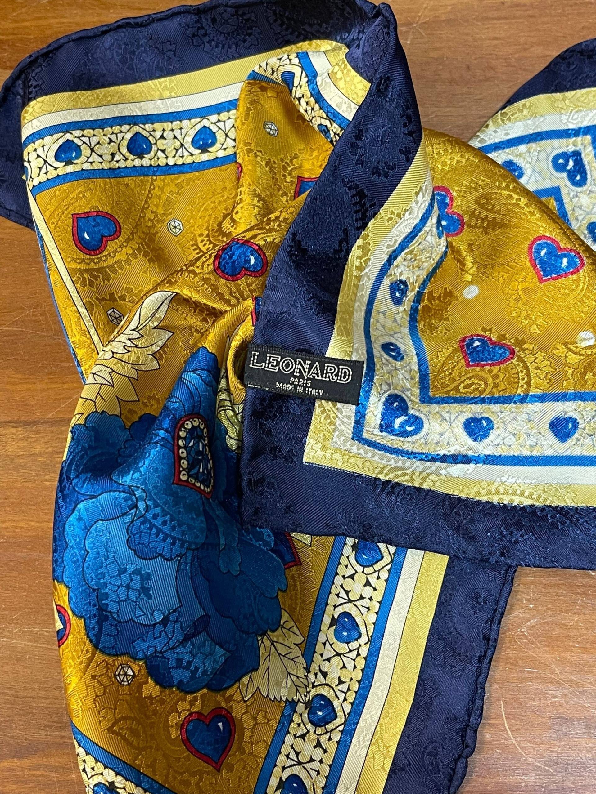 Leonard Seidentuch Klein Gavroche Pochette Einstecktuch Herz Blume Gold Jacquard von ZauberhaftMarvelous