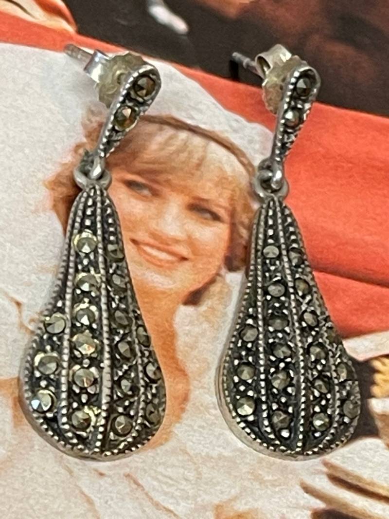 Markasiten Tropfen Ohrstecker Ohrringe Silber Alt Eye Catcher Auffällig Außergewöhnlich Extravagant Glänzend Einzelstück Einzigartig von ZauberhaftMarvelous