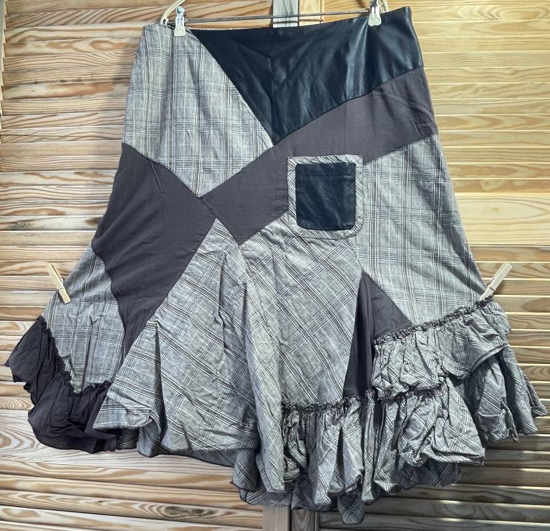 Rock Tartan Braun Kunstleder Ladylike Patchwork Gefüttert Originell von ZauberhaftMarvelous