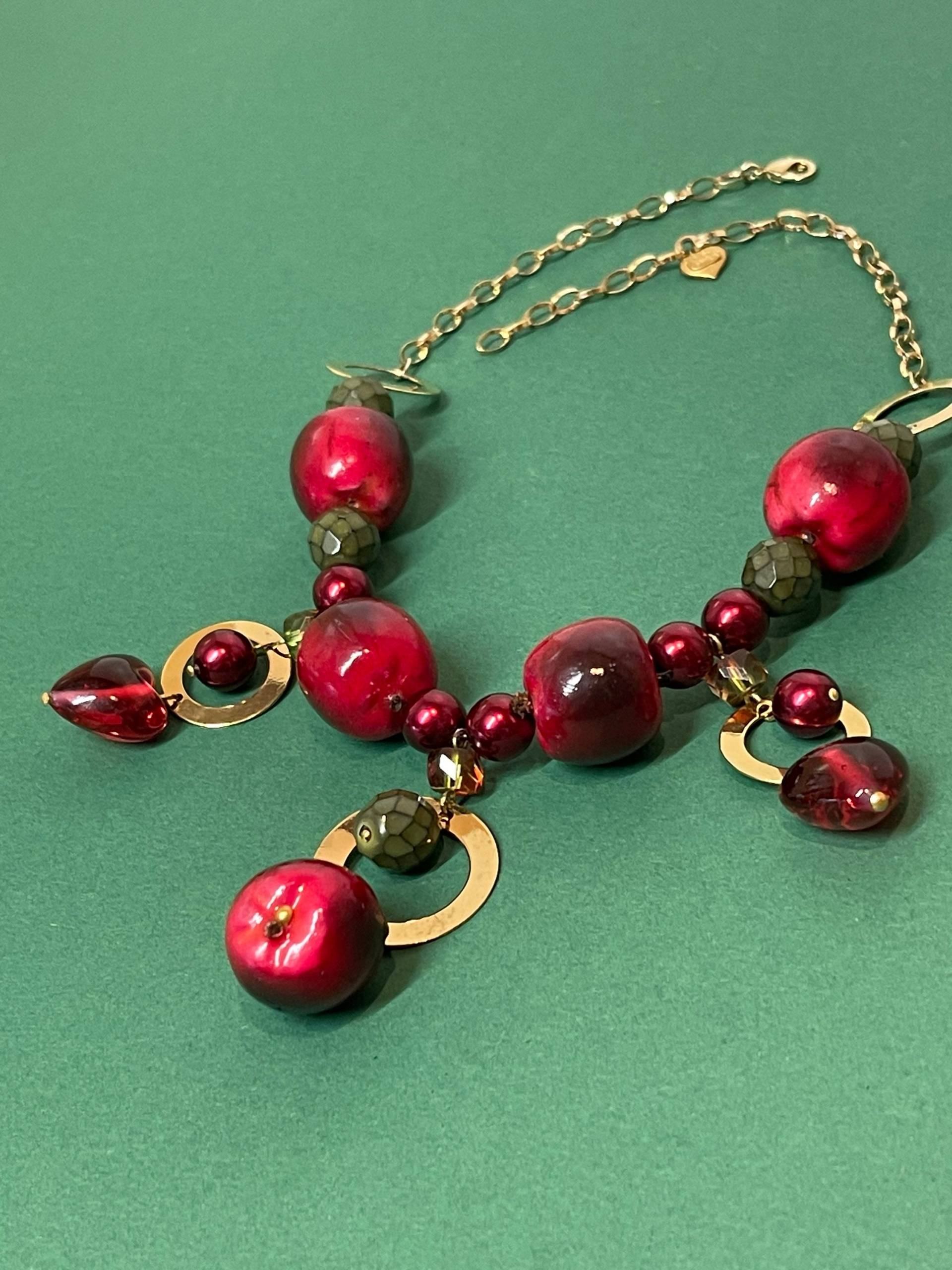 Rosa Templin Apfel Weihnachtsapfel Collier Aussergewöhnlich Zauberhaft Weihnachten Geschenkidee von ZauberhaftMarvelous