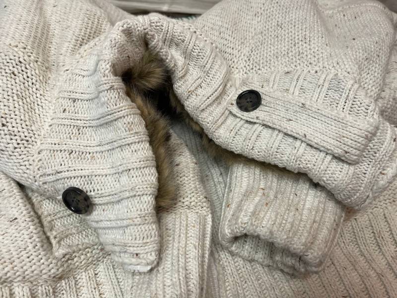 Southern Territory Jacke Gefüttert Winter Strick Jugendlich Cremefarben Kunstfell Sportlich Extravagant Chic von ZauberhaftMarvelous