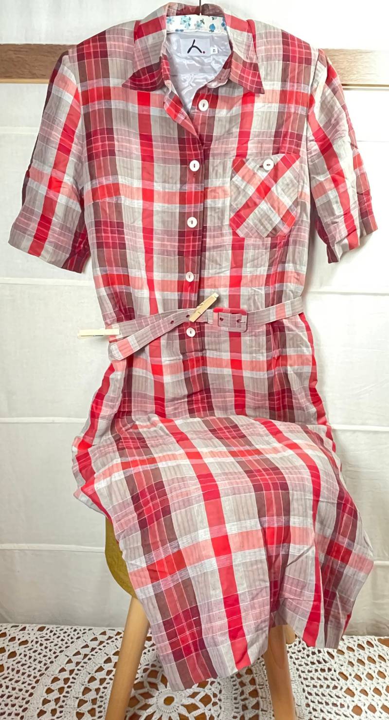 Tartan Kleid 42 Gefüttert Ladylike Außergewöhnlich Auffällig Schottenmuster Rot von ZauberhaftMarvelous