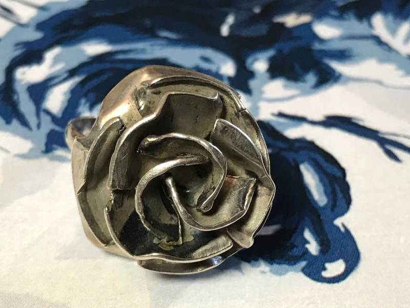 Vintage Ring Rose Blüte Folklore Dirndl Selten Rar Bague Silber Kunsthandwerk Liebe Love Geschenkidee von ZauberhaftMarvelous