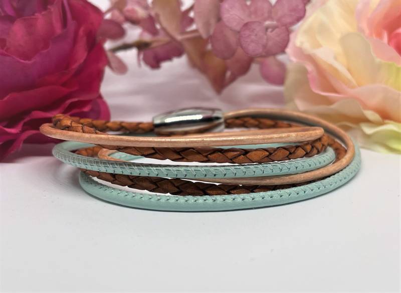 2 Fach Gewickeltes Lederarmband in Blau/Braun Töne von Zauberhaftestreiben