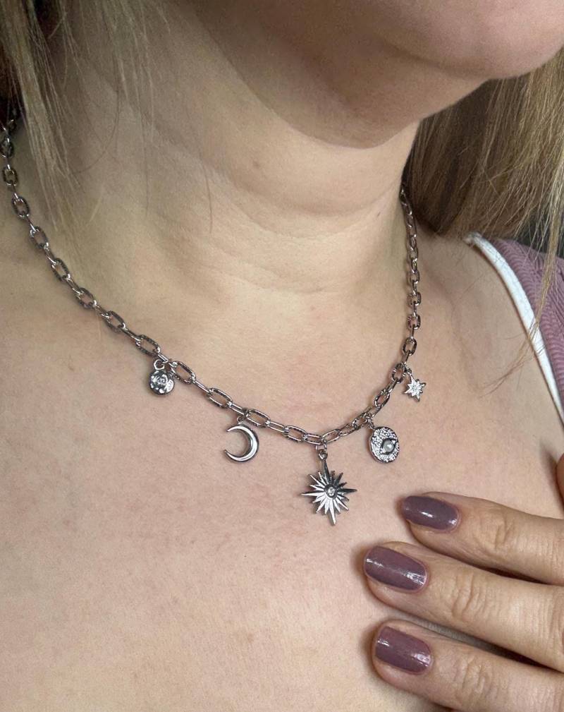 Charms Edelstahl Halskette "stern" Silber von Zauberhaftestreiben