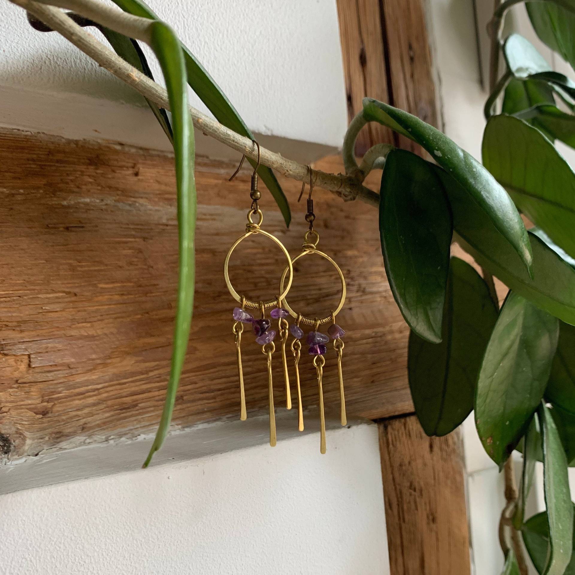 Ohrringe Aus Messing Mit Amethyst Ohrringe Aus Messing Mit Amethyst von ZauberhausShop