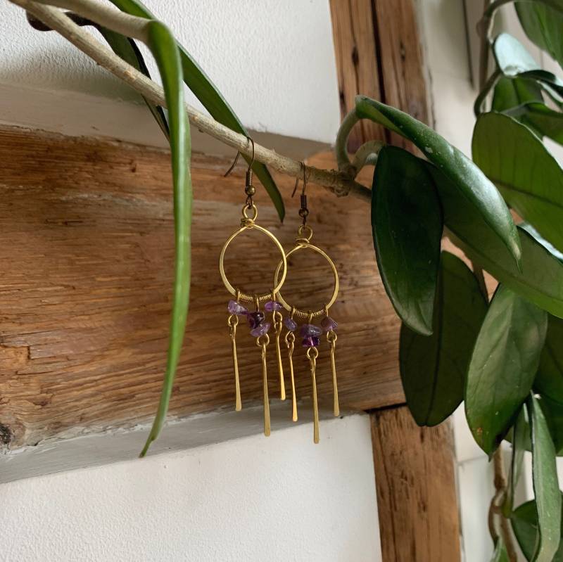 Ohrringe Aus Messing Mit Amethyst Ohrringe Aus Messing Mit Amethyst von ZauberhausShop