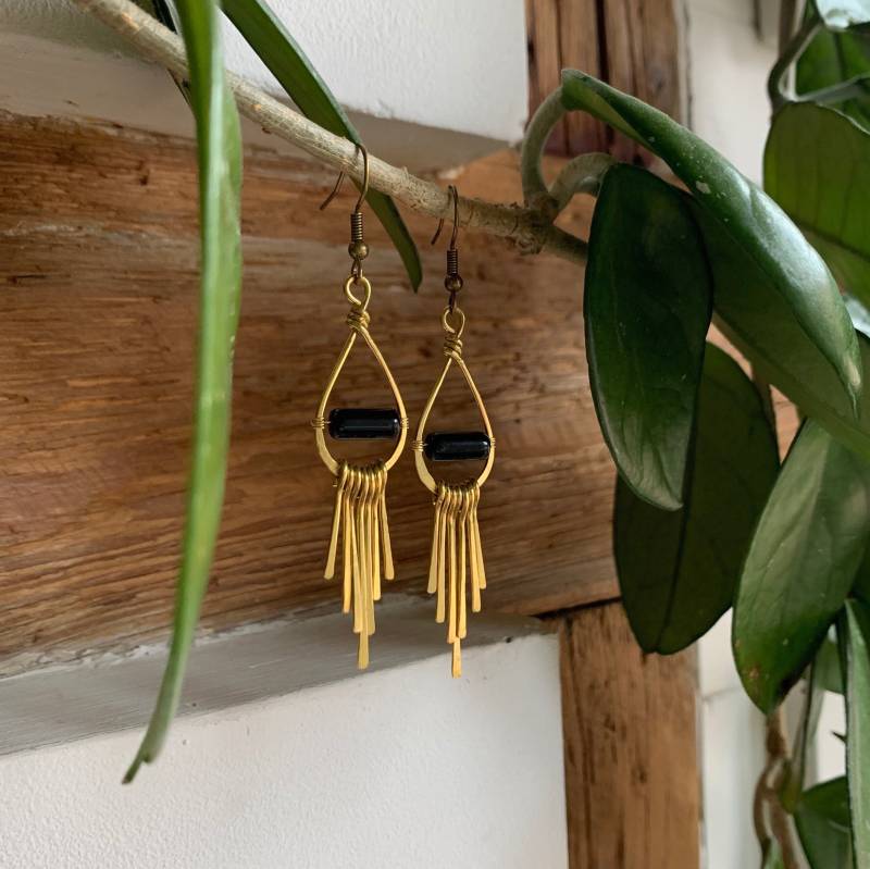 Ohrringe Aus Messing Mit Onyx Ohrringe Aus Messing Mit Onyx von ZauberhausShop