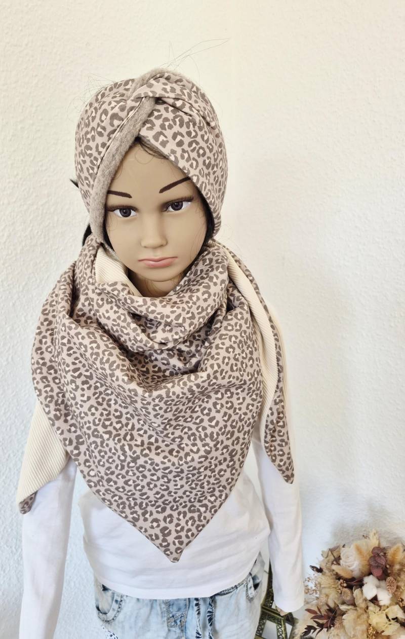 Dreieckstuch Leo - Ottoribjersey Stirnband Merinowollfleece Set von Zauberherzchen