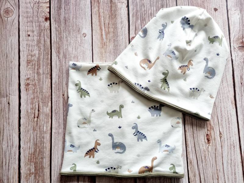 Jungen Loopschal Halstuch Schal Beanie Dinos von Zauberherzchen