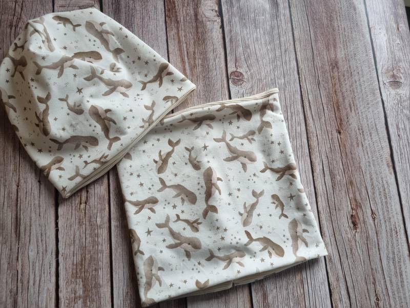 Loopschal Beanie Jungen Kinder Meerestiere Blau von Zauberherzchen