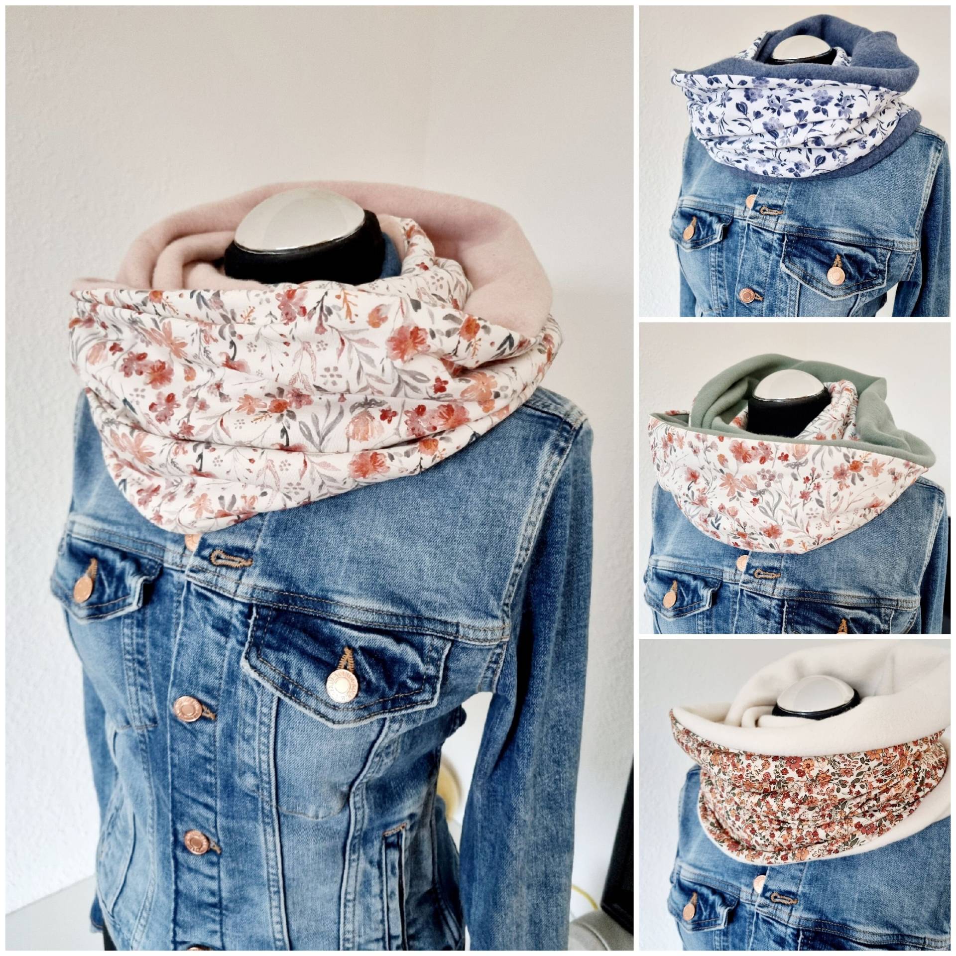 Loopschal Damen Baumwollfleece Handmade von Zauberherzchen