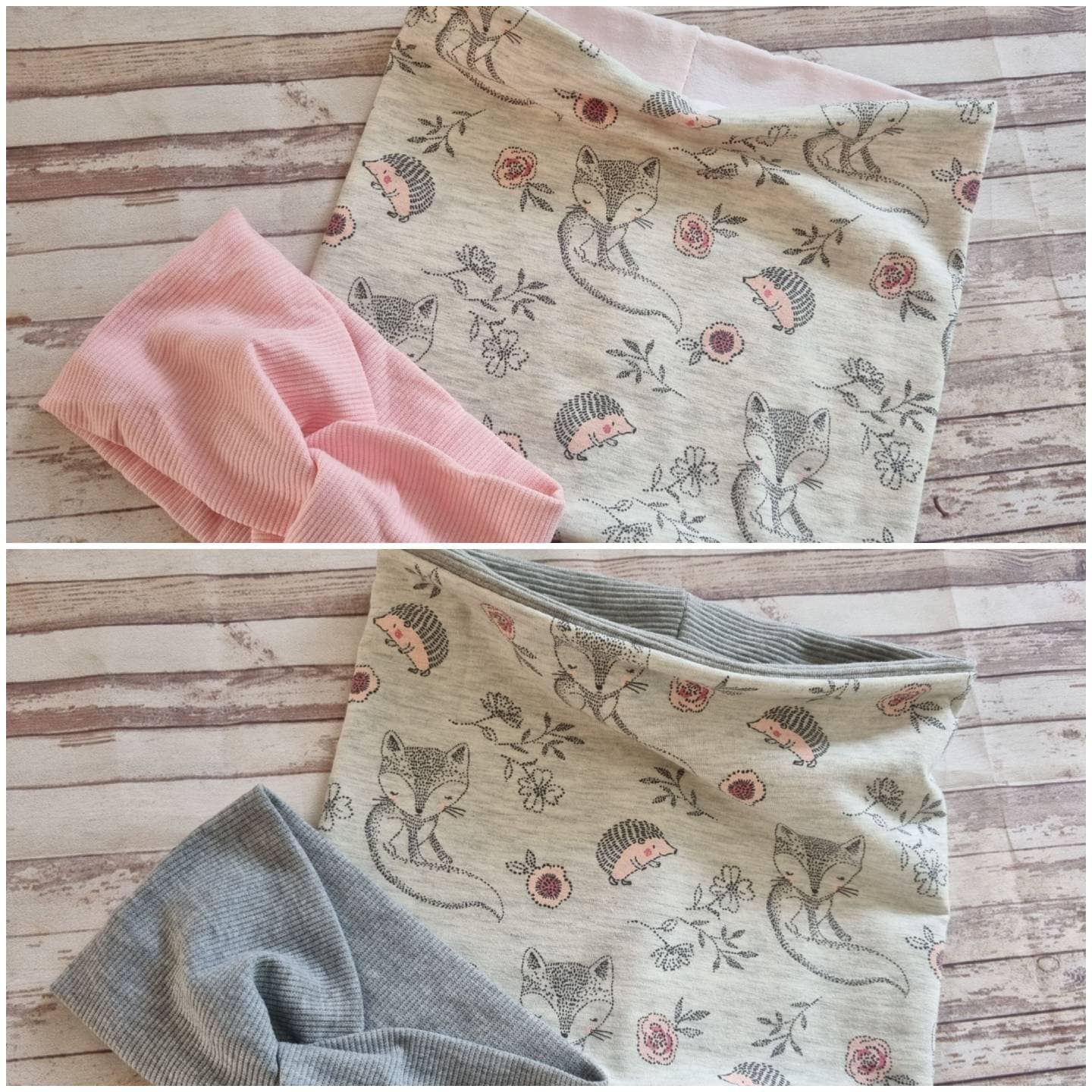 Mädchen Loopschal Halstuch Schal Fuchs Grau Meliert von Zauberherzchen