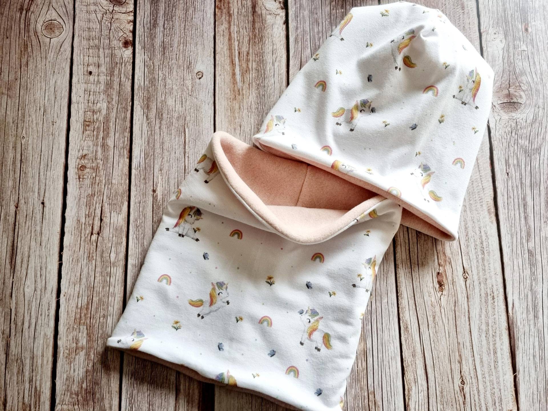 Mädchen Loopschal Halstuch Schal Trockenblumen Baumwollfleece von Zauberherzchen