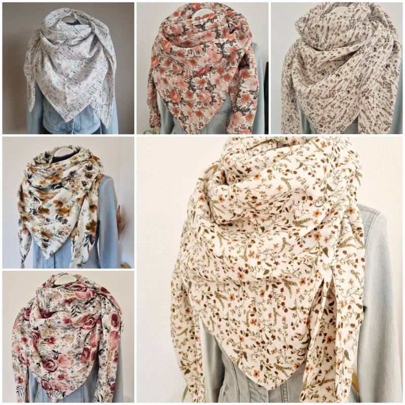 Musselin Xxl Halstuch Damen Dreieckstuch von Zauberherzchen