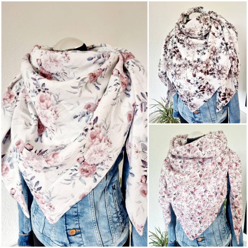 Musselin Xxl Halstuch Damen Dreieckstuch von Zauberherzchen