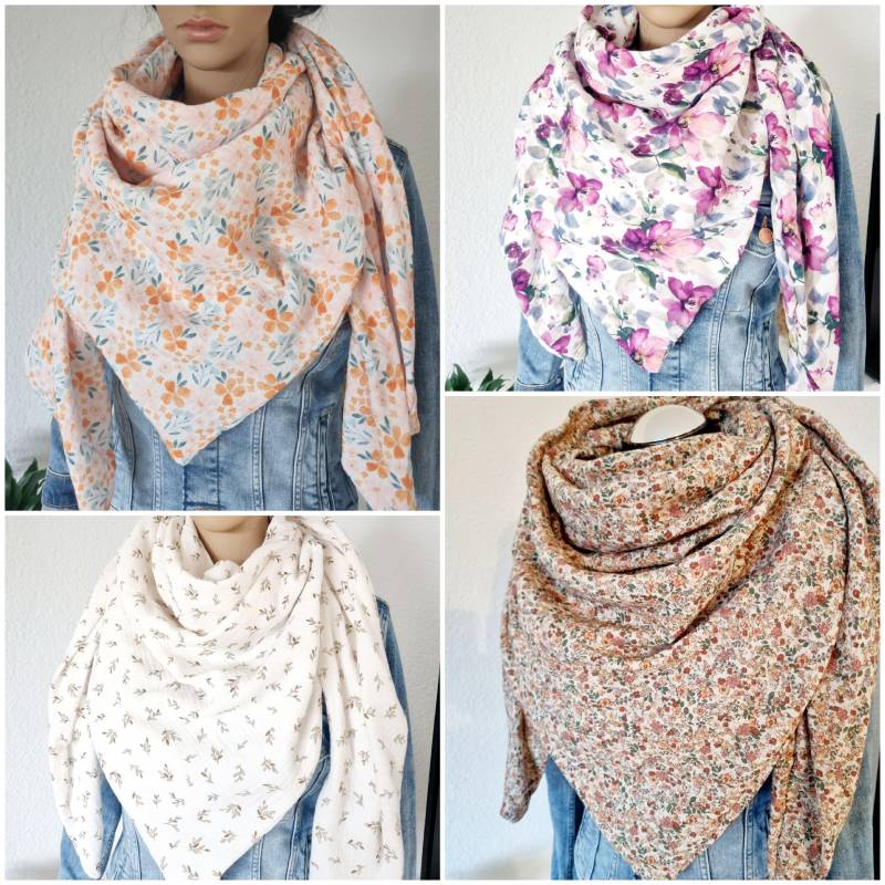 Musselin Xxl Halstuch Damen Dreieckstuch von Zauberherzchen