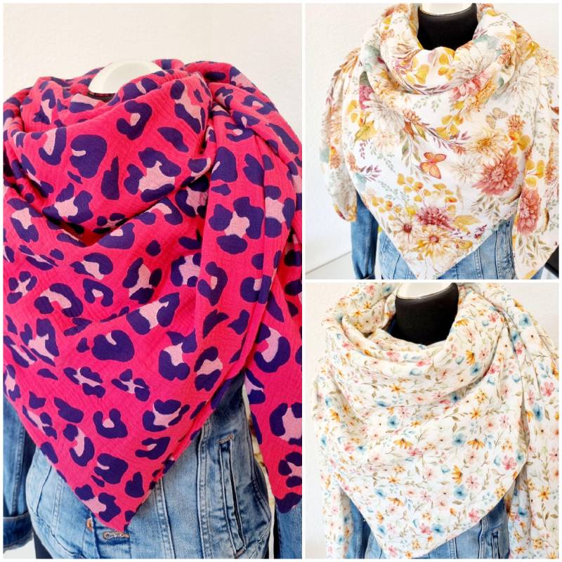 Musselin Xxl Halstuch Damen Dreieckstuch von Zauberherzchen