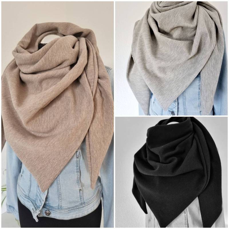 xxl Halstuch Damen Dreieckstuch Rippjersey Viele Verschiedene Farben von Zauberherzchen