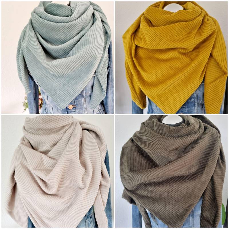 xxl Halstuch Damen Dreieckstuch Weicher Cord Viele Verschiedene Farben von Zauberherzchen