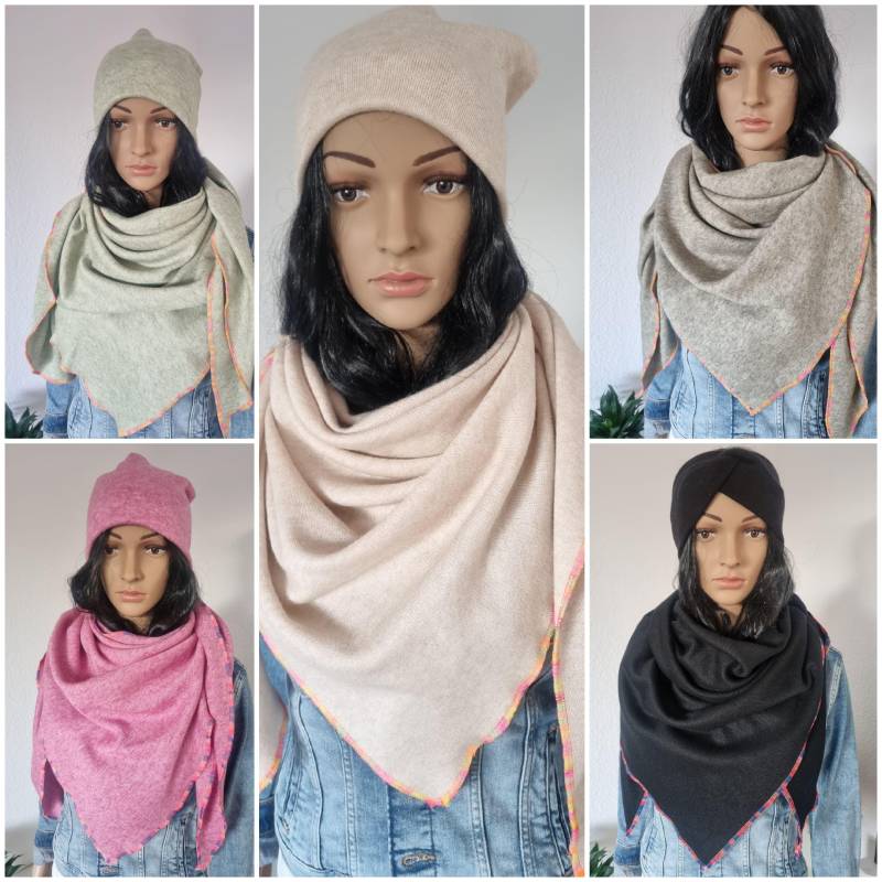 xxl Halstuch Damen Dreieckstuch Weicher Viskosestrick Viele Verschiedene Farben von Zauberherzchen