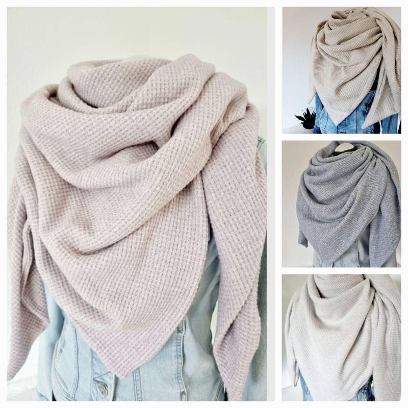xxl Halstuch Damen Dreieckstuch Weicher Waffeljersey Viele Verschiedene Farben von Zauberherzchen