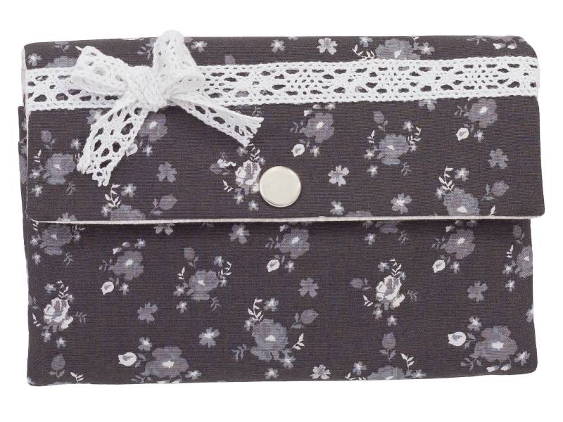 Damen Geldbörse Börse Portemonnaie Stoff Blumen Grau Weiß Handmade Unikat von ZaubernadelNDH