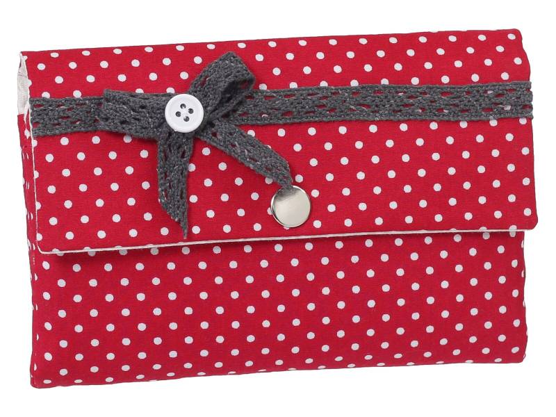 Damen Geldbörse Börse Portemonnaie Stoff Rot Punkte Schleife Unikat von ZaubernadelNDH