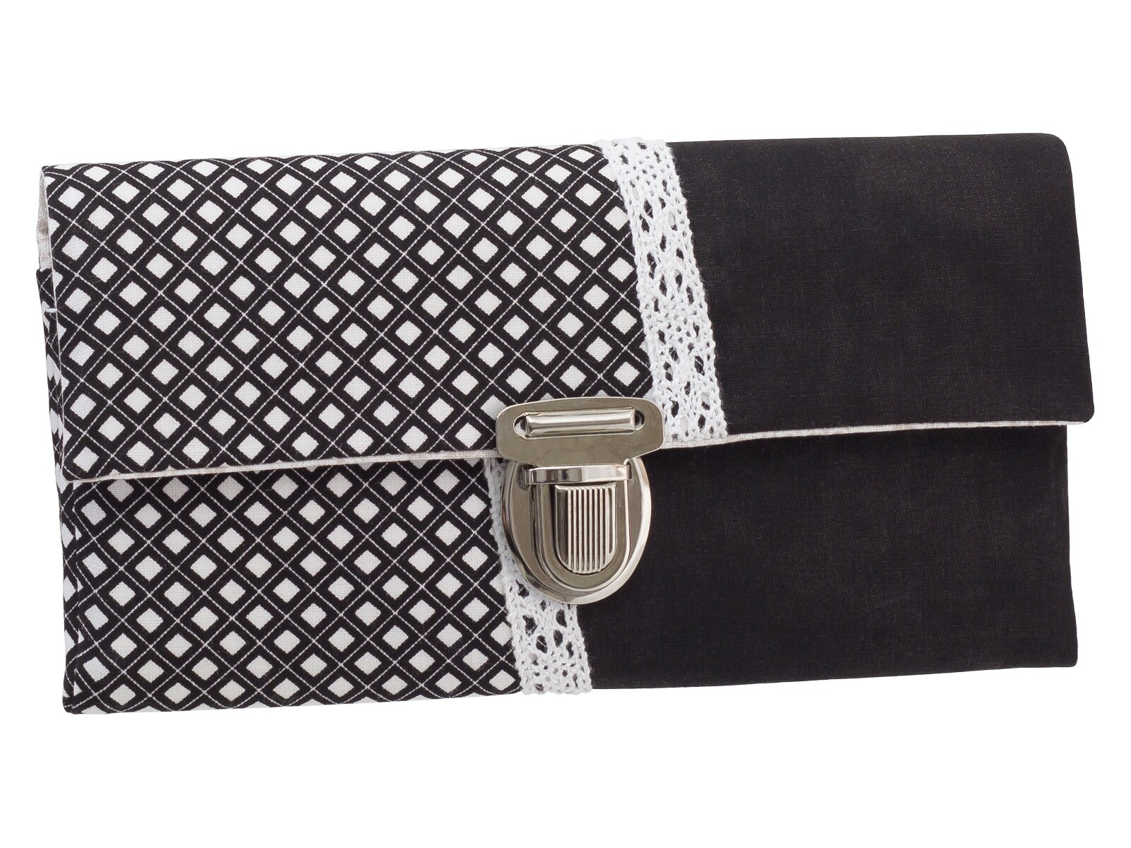 Damen Geldbörse Börse Portemonnaie Stoff Schwarz Weiß Karriert Unikat von ZaubernadelNDH