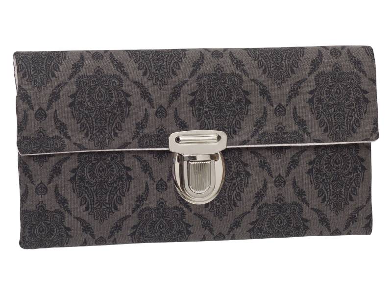 Damen Geldbörse Börse Portemonnaie Unikat Steckverschluss Stoff Ornamente Grau von ZaubernadelNDH