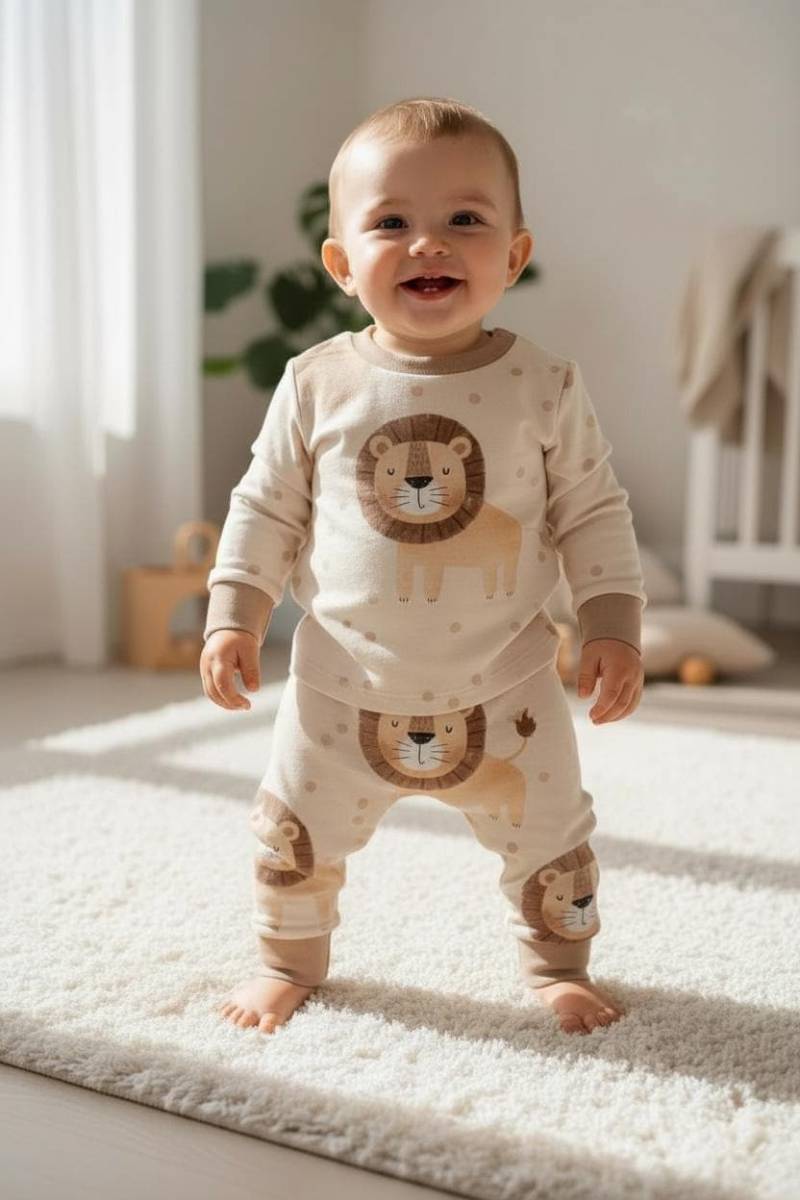 Baby Outfit Für Jungen Oder Mädchen, 2 Teilig , Baggypants Und Langarmshirt Löwen Design Geschenkset Geburt Babys, Unisex von Zaubernaehte