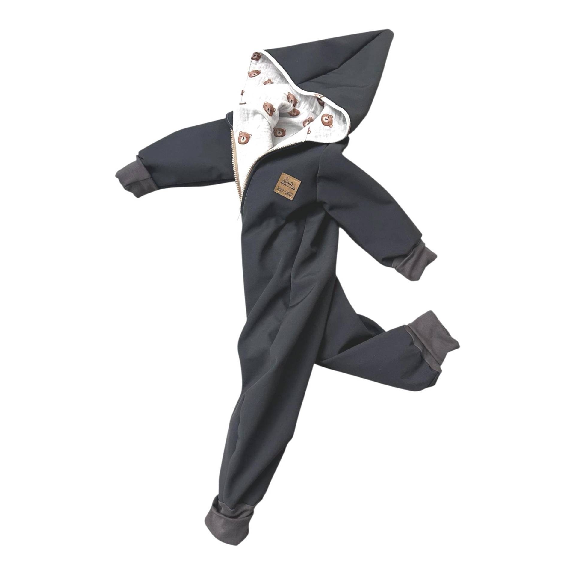 Softshell Overall Kinder , Winddicht, Jungen Anzug Wasserabweisend - Musselin-Innenfutter Handmade Unikat Herbst Winter Outdooranzug von Zaubernaehte