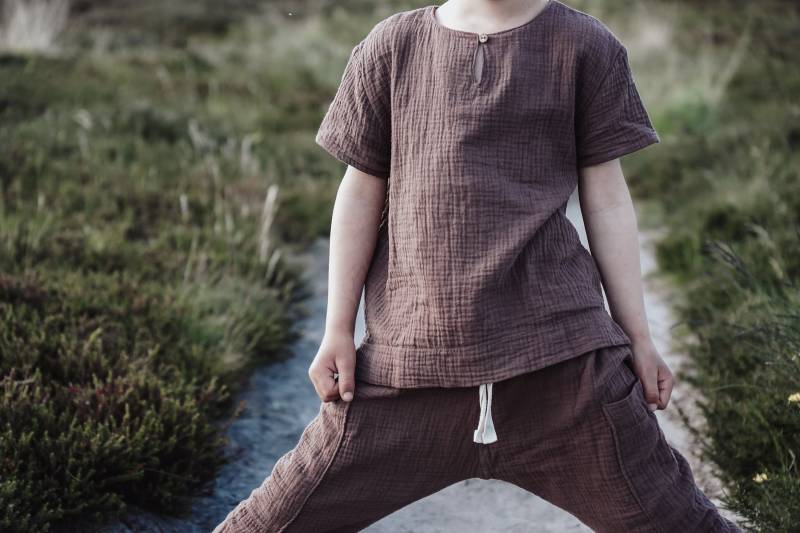 Organic Musselinhemd Kurzarm | Kinderhemd T-Shirt von Zauberspross