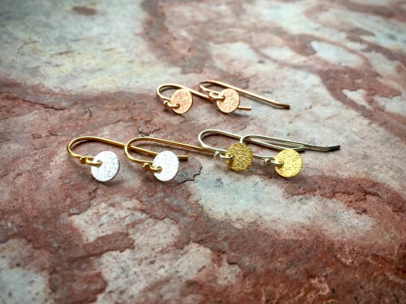 Schlichte Ohrringe Mit Plättchen-Anhängern Aus 925Er Silber/Rosé - Vergoldet von Zauberstueck