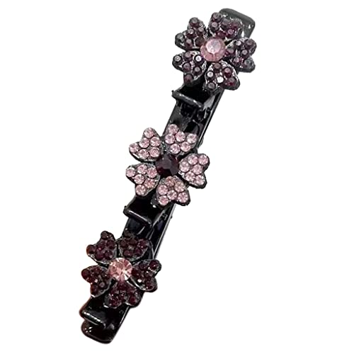 Zaviftie Funkelnde geflochtene Haarspangen für Frauen, Haarspange mit Kristallsteinen, fünf Blütenblätter, Blumen, 3 kleine Clips (1) von Zaviftie