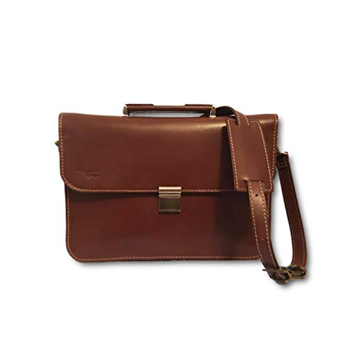 Zawadee Unisex Makeba Leder Messenger Bag Oakbark Hellbraun von Zawadee