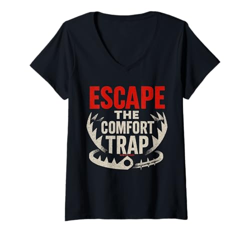 Damen Escape The Comfort Trap: Motivierendes Design T-Shirt mit V-Ausschnitt Damen Escape The Comfort Trap: Motivierendes Design T-Shirt mit V-Ausschnitt von Zawles Designs