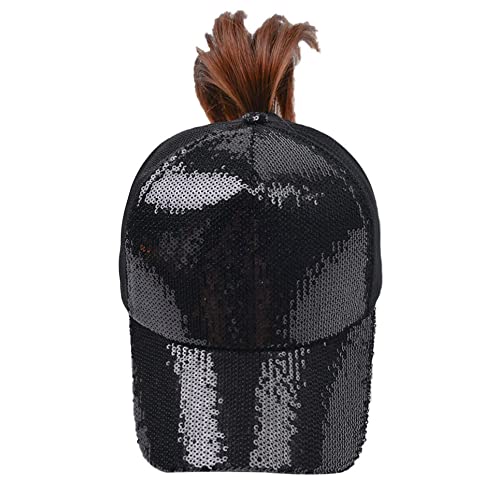 Zaxgf Baseball Cap Herren Damen Baseball Kappe Baseboard Sportkappe Hut Outdoor Snnenschutz Sommercap Einstellbare Baseball Cotton Cap für Tennis Golf Reisen,Schwarze Pailletten von Zaxgf