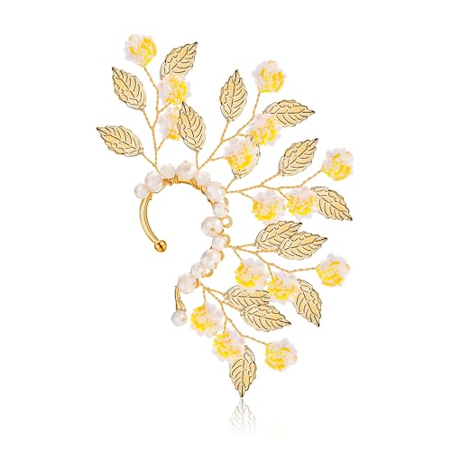 Elfen-Ohrmanschette mit Blattgold, für Linke Fee, gelbe Blume, Cosplay-Schmuck für Damen Elfen-Ohrmanschette mit Blattgold, für Linke Fee, gelbe Blume, Cosplay-Schmuck für Damen von Zaycca