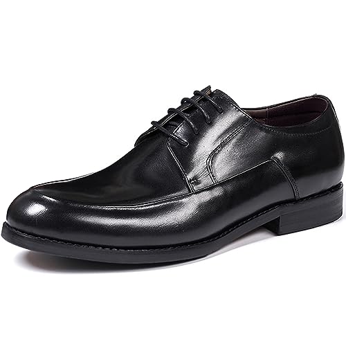 Anzugschuh Herren Derby Business Vintage Schnürhalbschuhe Klassischer Lederschuhe Trachtenschuhe,EU43-Schwarz von Zaylee