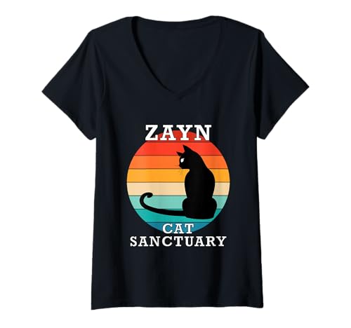 Damen Zayn Cat Sanctuary Group Familientreffen Name T-Shirt mit V-Ausschnitt Damen Zayn Cat Sanctuary Group Familientreffen Name T-Shirt mit V-Ausschnitt von Zayn Matching Family Reunion T Shirt