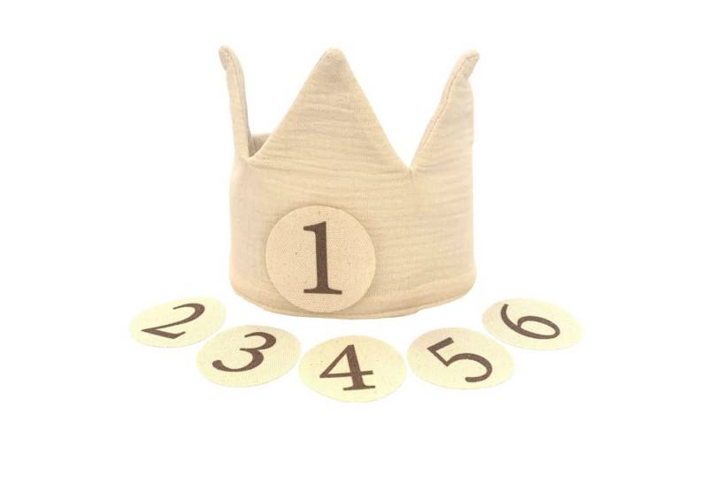 Zayno Schlupfmütze Geburtstagskrone "Krönchen" aus Baumwolle in Beige von Zayno