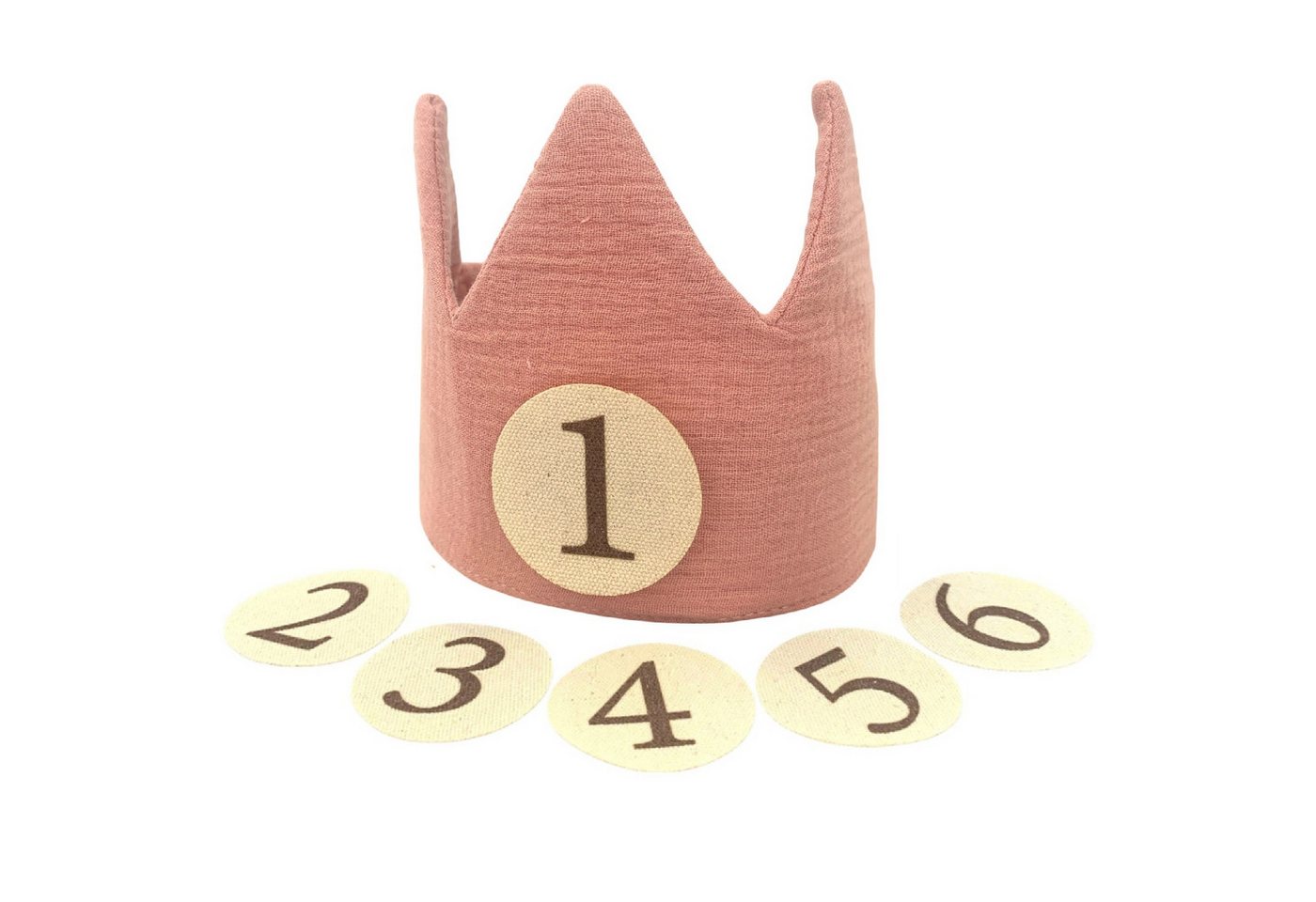 Zayno Schlupfmütze Geburtstagskrone "Krönchen" aus Baumwolle in Rosa von Zayno