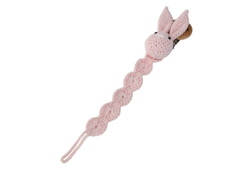 Zayno Schnullerbefestigung Handgemachte Schnullerkette "Hasi" in Rosa, (Packung, 1-tlg., Ermuntert, den Schnuller eigenständig zu greifen), Beeindruckt mit einem zeitlosen Design von Zayno