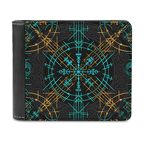 Wikinger Linie Herren Leder Geldbörse,Unisex Slim Geldbörsen Geldbeutel Geschenke für Freund/Männer/Vater Wikinger-3 One Size von Zbbfwu