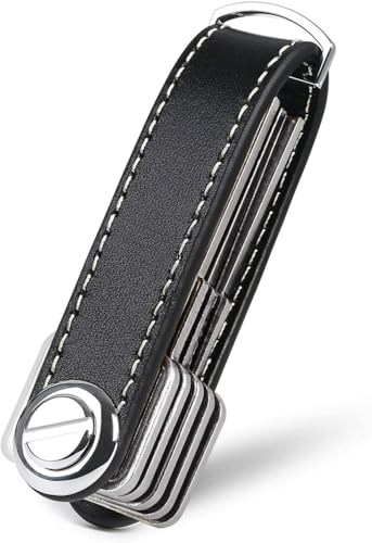 Zcbzbn Key Manager Leder Kompakt Metall SchlüSselanhäNger SchlüSselring Dekoration FüR Bis Zu 4-6 SchlüSseln, Schwarz von Zcbzbn